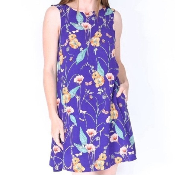 Anthropologie HD in Paris Hidden Isle Floral Sleeveless Silk Dress w/ Pockets 4 - Picture 1 of 9